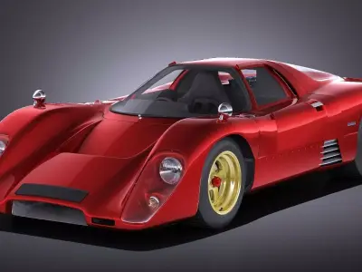 Mclaren M6GT 1969 24h lemans race car VRAY 3D model