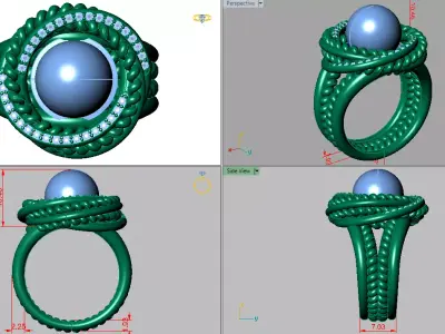 pearl round rope ring  3D print model
