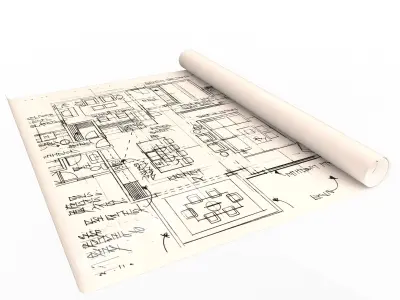 House Blueprints Set Low-poly 3D model