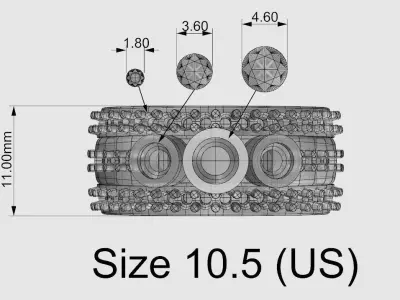Wide diamond or gemstone band 3D print model