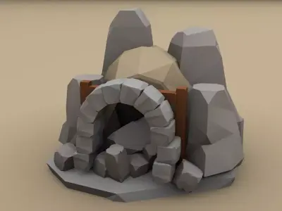 Stone Mine Free low-poly 3D model