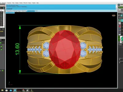 Luxury Oval Red Gemstone Diamond Ring for Men  3535 3D print model