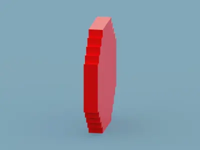 Voxel Red Clock  Low-poly 3D model