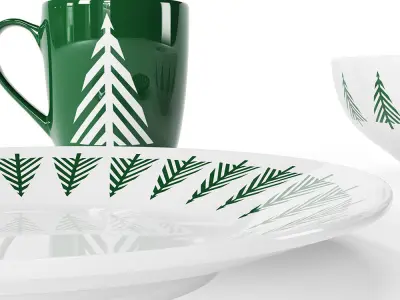 Green Forest Dinnerware Collection 3D model