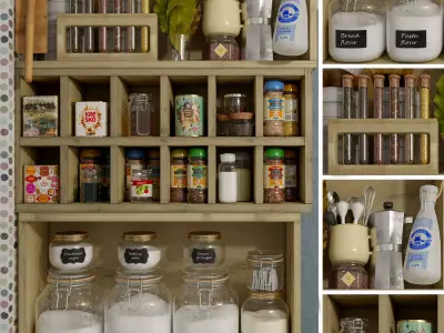 Kitchen set jars and containers in 3D model
