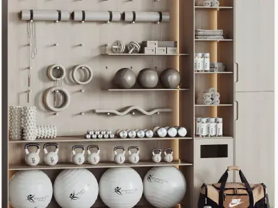 A Rack with gym equipment 02  3D model