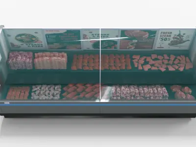 Supermarket Meat Shelve Stand Low-poly 3D model