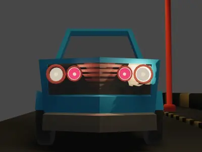 Low poly car street Low-poly 3D model