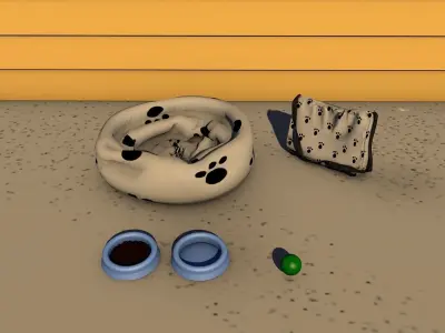 Pet Acessories Low-poly 3D model