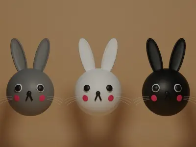 Cartoon Cute Bunny Rabbit Collection 3D model