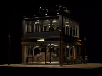 simple barber shop Low-poly 3D model