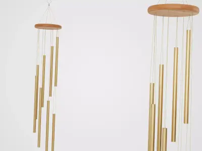 Elegant Copper Windchime Low-poly 3D model