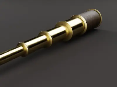 Vintage Brass Spyglass Low-poly 3D model