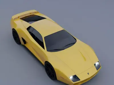 Inspired Yellow Sports Car 3D model