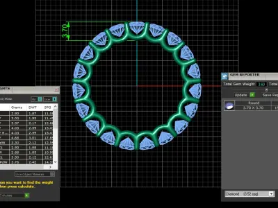 U Shaped Eternity Ring 3 point 7 mm stone size swiss 16 and EU56 3D print model