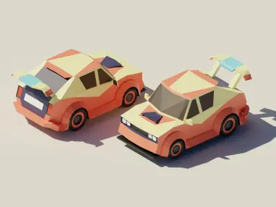 Low poly car set Low-poly 3D model