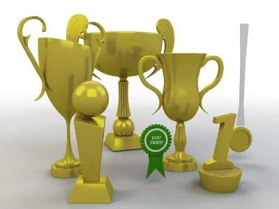 Cartoon Prize Cups Set 3D model