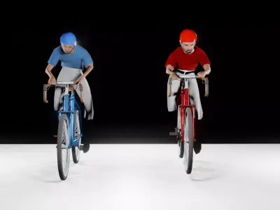 2 Cyclist Spinning and Grinding Low-poly Low-poly 3D model