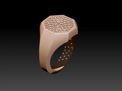 Octagonal ring with diamonds 3D print model