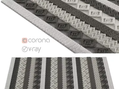 Surya Farmhouse Tassel Diamond Hand Woven Rug 3D model