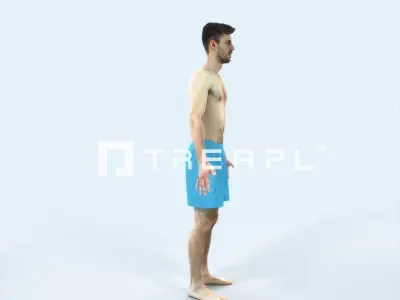 Posture K Beach Animated Rigged Sports Man Low-poly 3D model