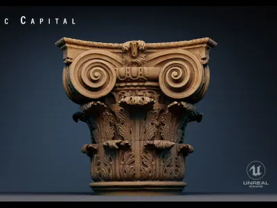 Doric Capital Model 8K Low-poly 3D model