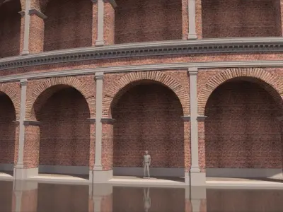 Roman coliseum like structure brick and concrete architecture 3D model