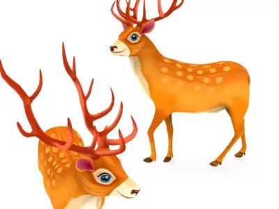 Cartoon Deer Rigged  Low-poly 3D model