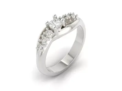 D-1062 diamond engagement ring gold 3D print model
