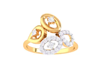 Lightweight Pave  Solitaire Oval Cluster Ring CAD File 3D print model