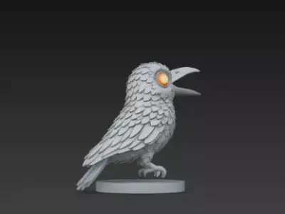 Gray Crow 3D Model Realistic Halloween Horror Bird 3D print model