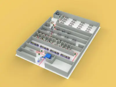 LAYOUT WORKSHOP LINE FACTORY INDUSTRIAL FLOOR PLAN PRODUCTION 3D model
