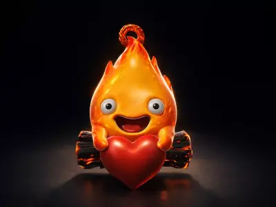 Flame Heart Valentine Holding Heart  Romantic Valentines Day 3D print model