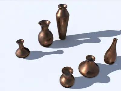 Old Copper Jars pack 2 Low-poly 3D model