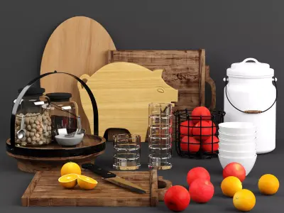 Kitchen Decorative Set  Low-poly 3D model