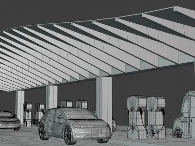 EV charging station IV 3D model