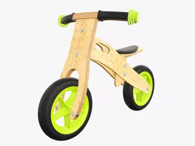 Balance bike for kids wooden v2 3D model