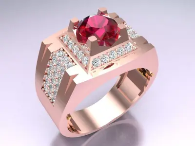 Diamond Rings - Mens Ring - N1029 3D print model