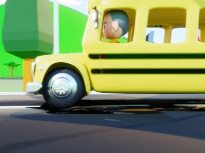 bus cartoony stylized rigged  3d model  3D model