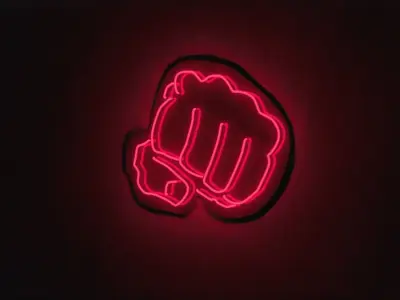 Neon 3D Model 7 - Red Fist 3D model
