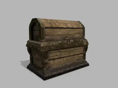 Chest wooden Low-poly 3D model