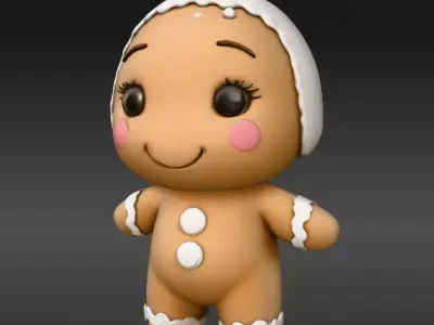  Gingerbread Kawaii Christmas Figurine 3D Model Print Ready 3D print model