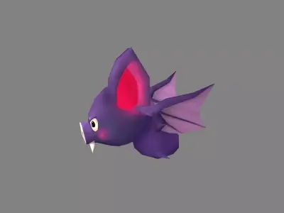 Cartoon Purple Bat Low-poly 3D model