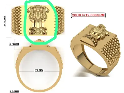 ASHOKA GOLD RING  3D print model