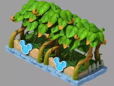 Game Cartoon - City - City Wall 02 3D model