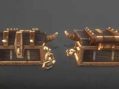 Treasure Chest Bundle Low-poly 3D model
