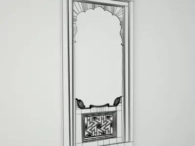 19th-C Carved Jharokha Mirror 3D model
