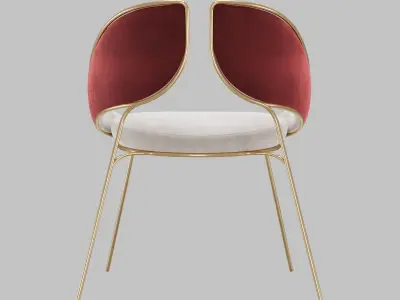 Hyoku Contemporary Design Red Dining Chair 3D model