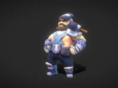 Fantasy RPG Engineer Low-poly 3D model