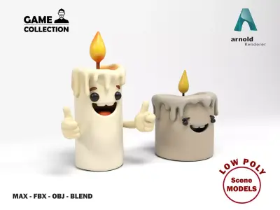 Funny Candles Low-poly 3D model